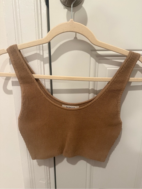 Babaton Tops - Babaton Ribbed Tank Crop Top in Camel Brown
